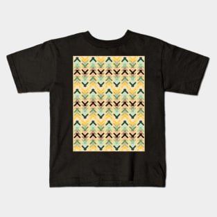 Stylized geo shapes in warm yellows, greens and blues Kids T-Shirt